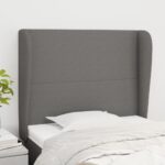 Elegant Dark Grey Fabric Headboard with Ears Adjustable Height Sturdy Bedroom Decor