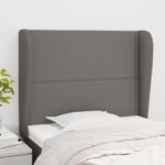 Elegant Dark Grey Fabric Headboard with Ears Adjustable Height Sturdy Bedroom Decor