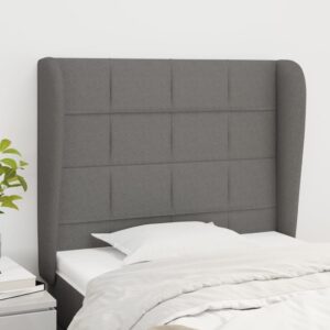 Elegant Dark Grey Fabric Headboard with Ears Adjustable Height Sturdy Bedroom Decor