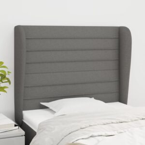 Elegant Dark Grey Fabric Headboard with Ears Adjustable Height Sturdy Bedroom Decor