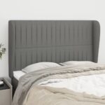 Headboard with Ears Dark Grey 147x23x118/128 cm Fabric