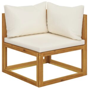 Outdoor Sectional Corner Sofa Solid Acacia Wood with Cream Cushions