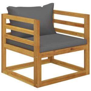 Solid Acacia Wood Outdoor Garden Chair with Weather-Resistant Dark Grey Cushions