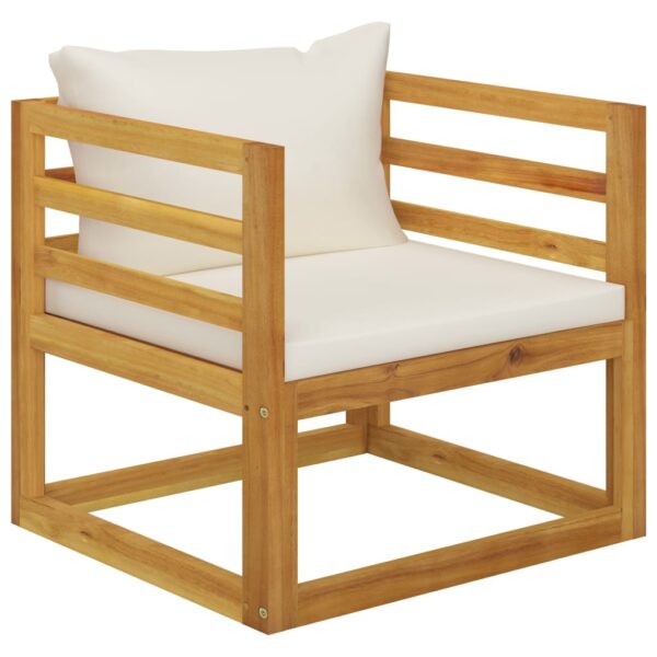 Solid Acacia Wood Outdoor Garden Chair with Cream Polyester Cushions Weather Resistant