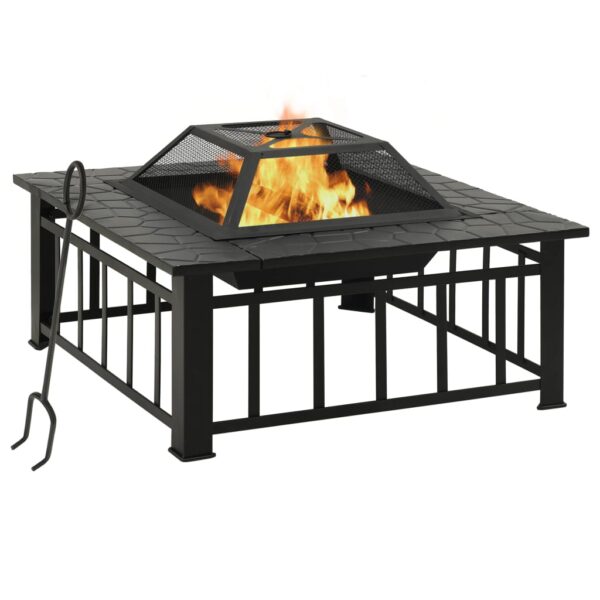 Outdoor Steel Fire Pit Patio Heater Mesh Cover Poker Garden Backyard Black XXL