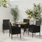 5 Piece Outdoor Dining Set Poly Rattan Black