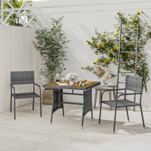 3 Piece Outdoor Dining Set Poly Rattan Grey