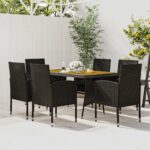 7 Piece Outdoor Dining Set Poly Rattan Black