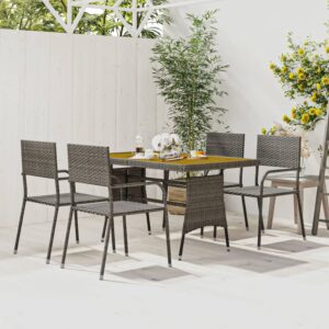 5 Piece Outdoor Dining Set Poly Rattan Grey