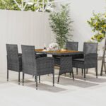 5 Piece Outdoor Dining Set Poly Rattan Grey