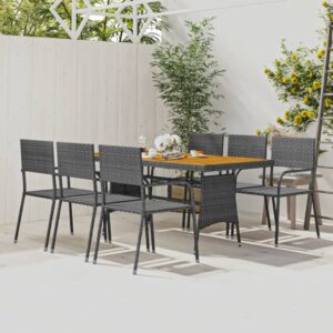 7 Piece Outdoor Dining Set Poly Rattan Grey