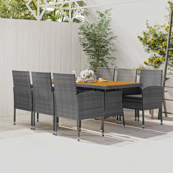 7 Piece Outdoor Dining Set Poly Rattan Grey