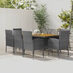 9 Piece Outdoor Dining Set Poly Rattan Grey