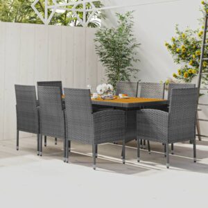 9 Piece Outdoor Dining Set Poly Rattan Grey