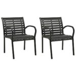 Outdoor Garden Patio Chairs Set of Two Weather-Resistant Steel WPC Black Stackable