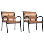 Garden Chairs 2 pcs Steel and WPC Black and Brown