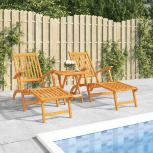 Acacia Wood Patio Furniture Set Outdoor Garden Deck Chairs with Footrest Table