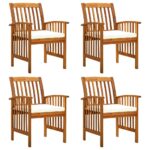 Acacia Wood Outdoor Dining Chairs with Cream Cushions - Set of 4 Patio Comfort