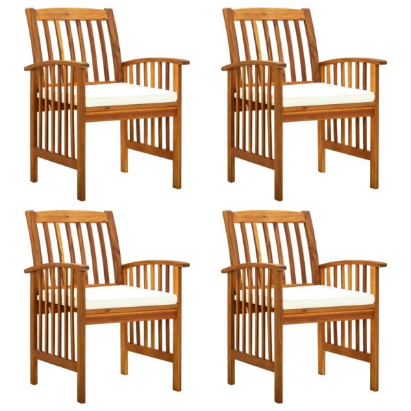 Acacia Wood Outdoor Dining Chairs with Cream Cushions - Set of 4 Patio Comfort