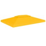 Water Resistant Yellow Gazebo Top Cover Dual Tier Polyester Sunshade Canopy