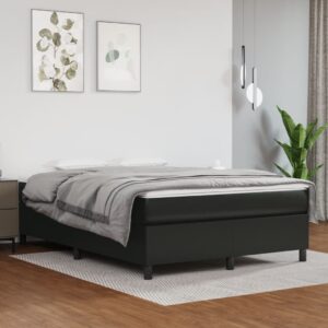 Box Spring Bed Frame Black 153x203 cm Queen Size Faux Leather