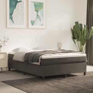 Queen Size Velvet Bed Frame Dark Grey - Luxurious Soft Touch Supportive Legs