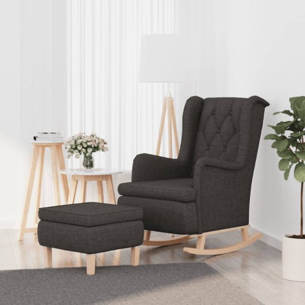 Comfortable Dark Grey Fabric Rocking Armchair with Matching Footstool