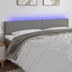 Modern LED Fabric Headboard Dark Grey Adjustable Height USB Light Strip