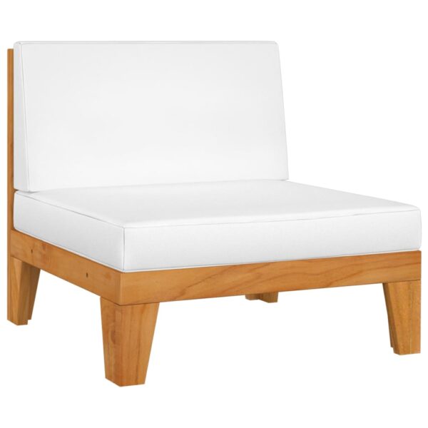 Outdoor Sectional Middle Sofa Solid Acacia Wood with Cream White Cushions