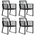 Set of Four Outdoor Patio Chairs Black PVC Rattan Lightweight Garden Seating