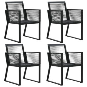 Set of Four Outdoor Patio Chairs Black PVC Rattan Lightweight Garden Seating