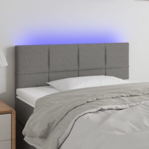 Stylish Dark Grey Fabric Headboard with Colorful Adjustable LED Light Strip