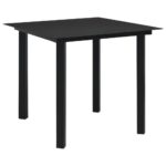 Garden Dining Table Black 80x80x74 cm Steel and Glass