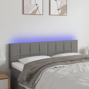 Stylish Dark Grey Fabric Headboard with Colorful LED Lights Adjustable Height