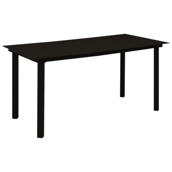 Garden Dining Table Black 150x80x74 cm Steel and Glass