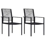 Outdoor Patio Garden Chairs Set of 2 PVC Rattan Water-Resistant Comfort Black