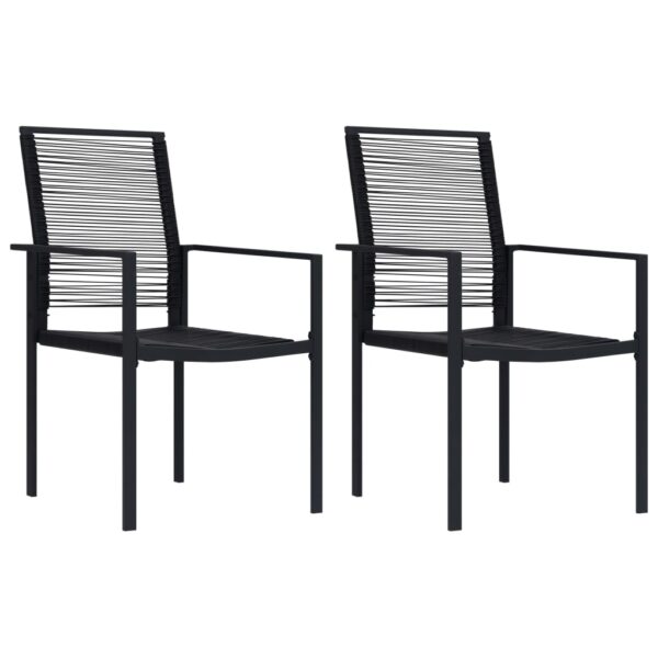 Outdoor Patio Garden Chairs Set of 2 PVC Rattan Water-Resistant Comfort Black