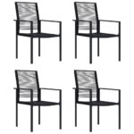 Garden Chairs 4 pcs PVC Rattan Black