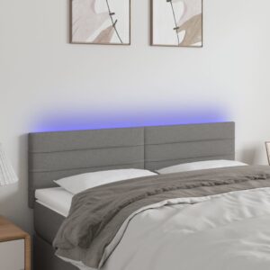 Modern LED Headboard Dark Grey Adjustable Fabric with Colorful USB Light Strip