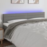 Fabric LED Headboard Dark Grey Adjustable Height Colorful Lights Modern Design