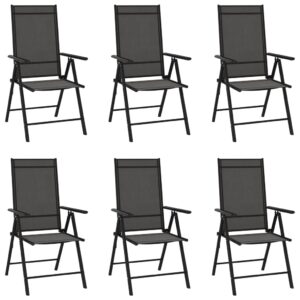 Set of Six Foldable Textilene Outdoor Garden Chairs Adjustable Reclining Black