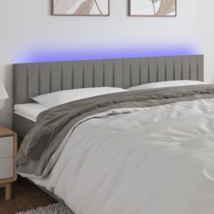 Modern LED Headboard Dark Grey Adjustable Height Fabric with Colorful Lights