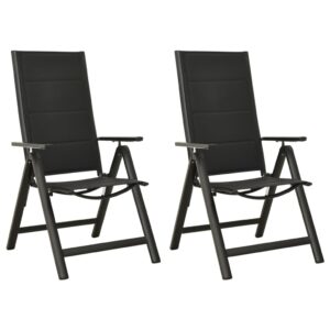 Folding Garden Chairs Set of 2 Adjustable Reclining Textilene Patio Seating Black