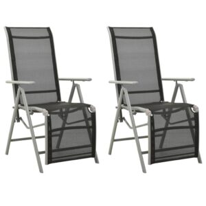 Reclining Garden Chairs 2 pcs Textilene and Aluminium Silver