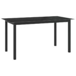 Stylish Black Outdoor Garden Patio Table Aluminium Frame Glass Top Easy Clean