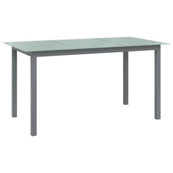 Stylish Light Grey Outdoor Dining Table Aluminium Frame Glass Top Easy Clean