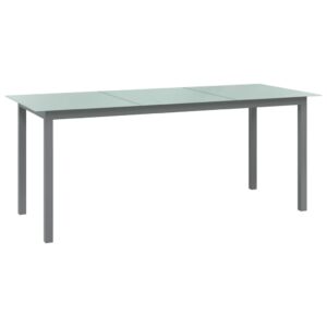 Stylish Light Grey Outdoor Dining Table Aluminium Frame Glass Top Easy Clean