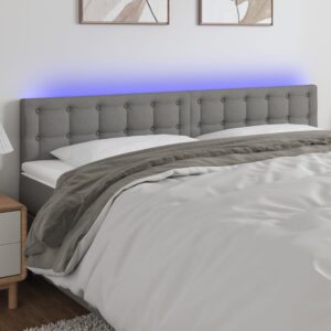 Modern LED Headboard Dark Grey Adjustable Height Fabric with Colorful Lights