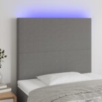 Modern LED Headboard in Dark Grey - Adjustable Fabric Bed Accessory with Colorful Lights