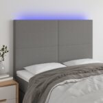 Modern LED Headboard Dark Grey Adjustable Height Fabric with Colorful Lights